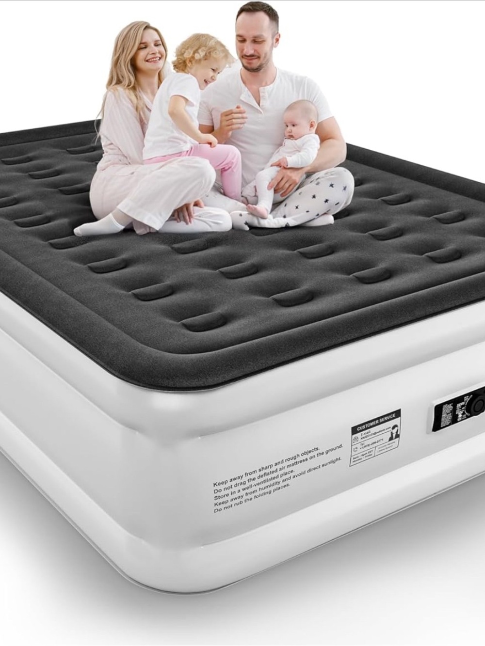 Inflatable Air Mattress with Dark Gray Flocked Top